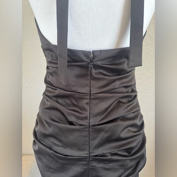 Y2K BCBGMaxAzria Ruched Halter Dress | Size 8 - Picture 5 of 8